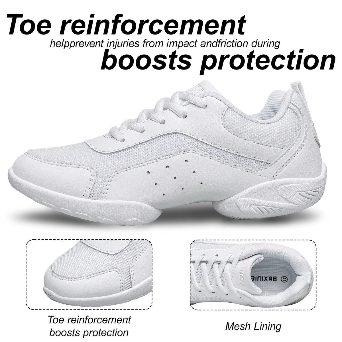 Kids' White Split Sole Cheer Dance Sneakers