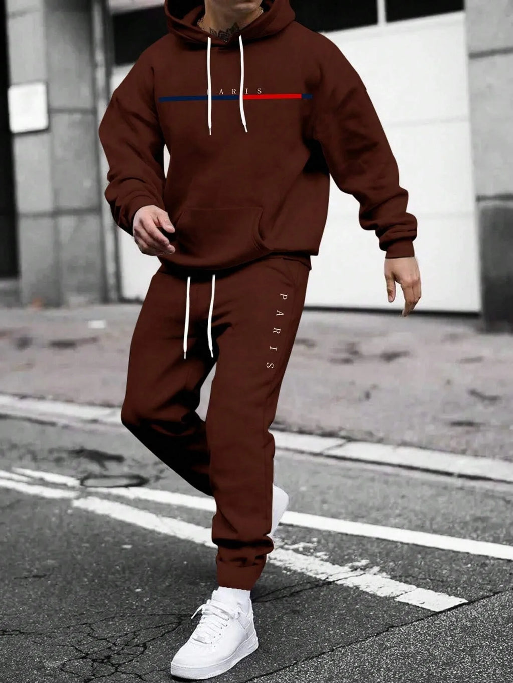 Men's Hooded Pullover and Sweatpants Two-Piece Set