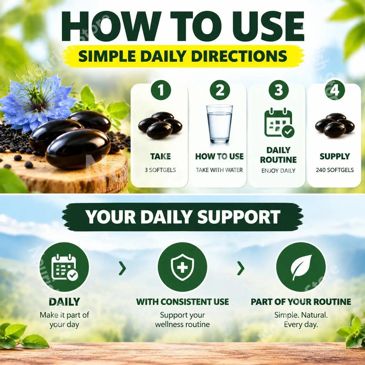 Black Seed Oil with Oregano Oil Dietary Supplement Softgels
