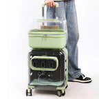 Double-layer Rolling Pet Stroller Carrier Backpack for Cats Dogs