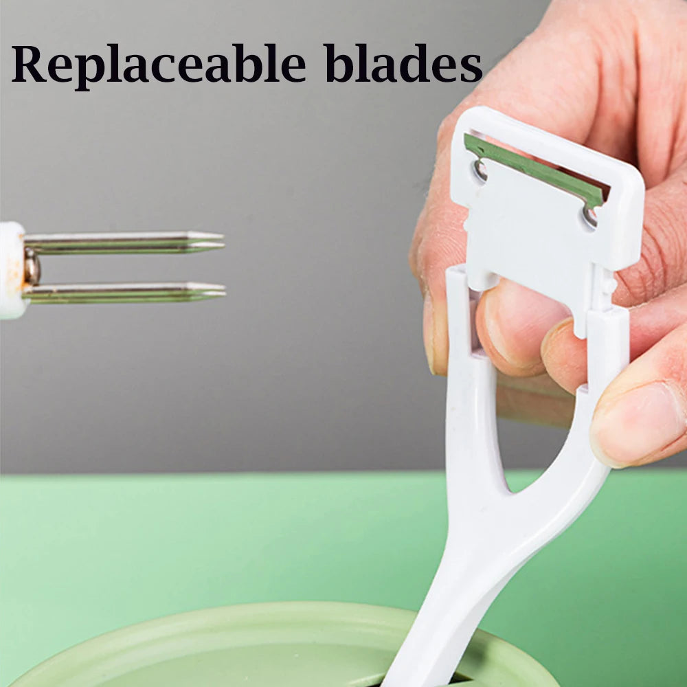 Hand-Cranked Manual Fruit Peeler with Divider and Spare Blades