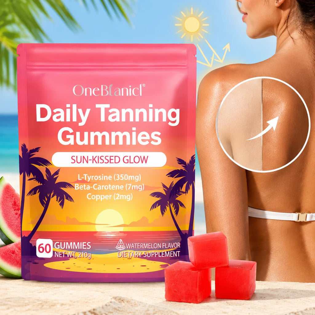 Natural Tanning Gummies L-Tyrosine Vitamin C Vegan 60 Pieces
