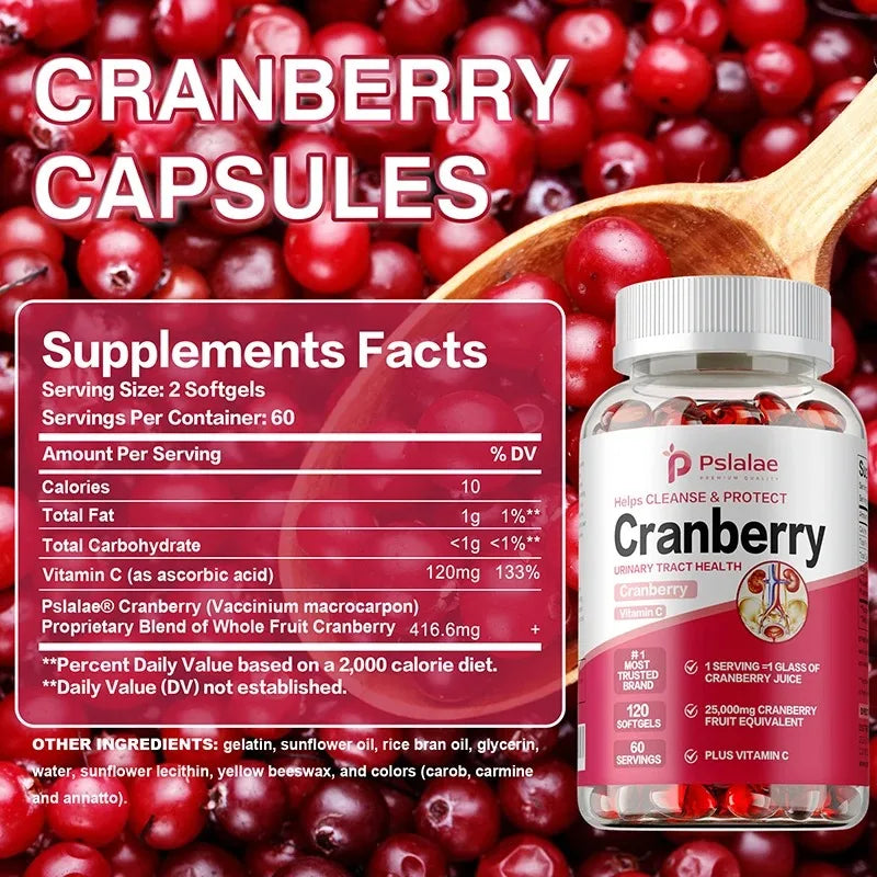 Organic Cranberry Capsules Urinary Tract Bladder Health