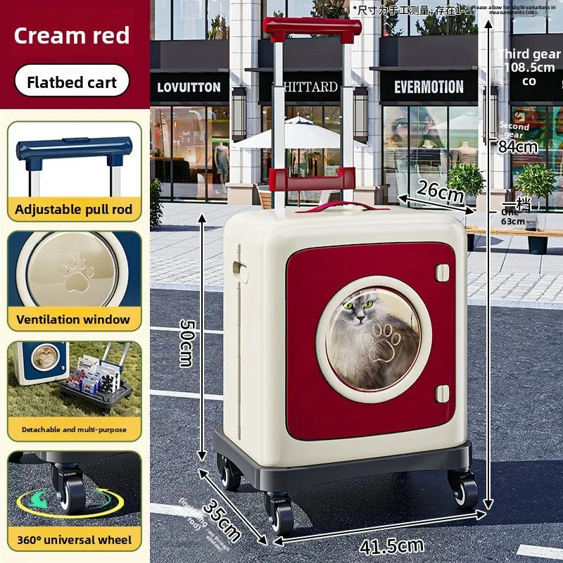 Collapsible Pet Trolley Travel Carrier for Cats Dogs