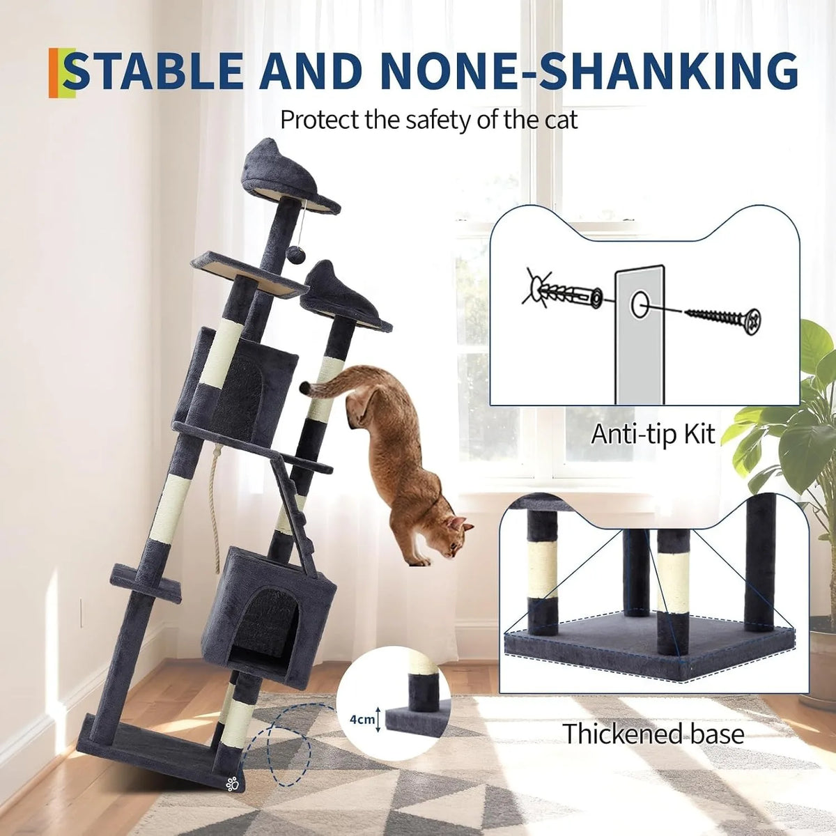 72 Inch Large Cat Tree Tower Condo Scratching Post for Cats