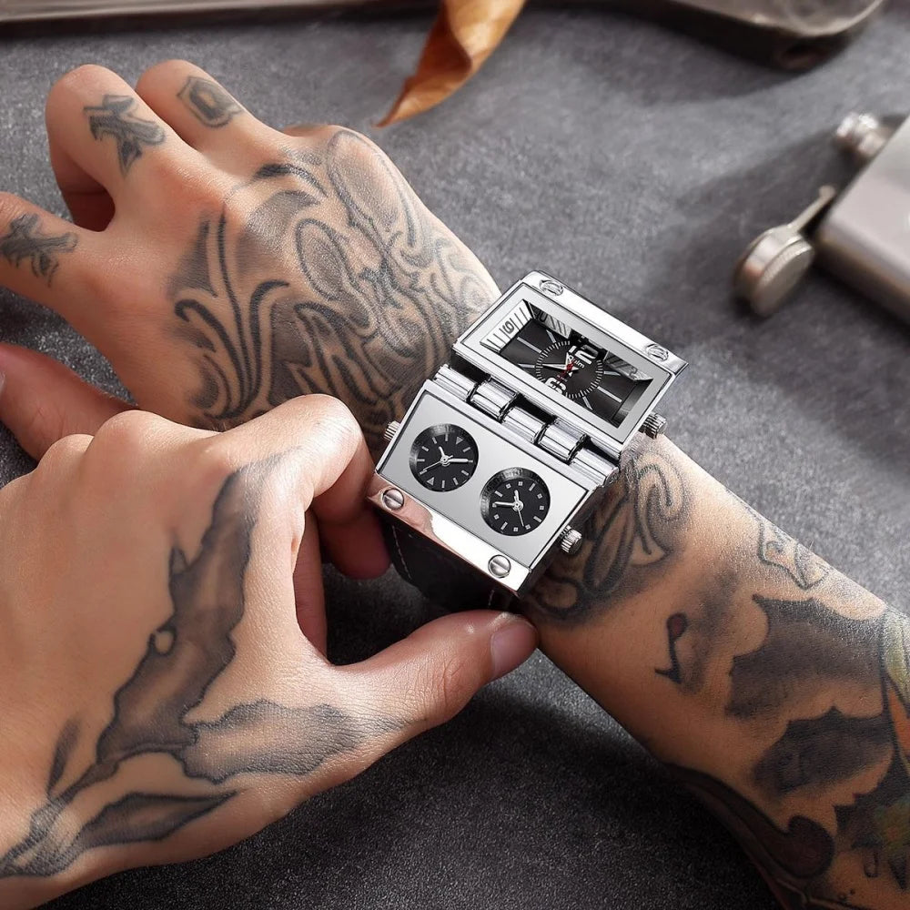 Men's Luxury Punk Dual Dial Quartz Watch