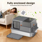 Enclosed Stainless Steel Cat Litter Box for Cats