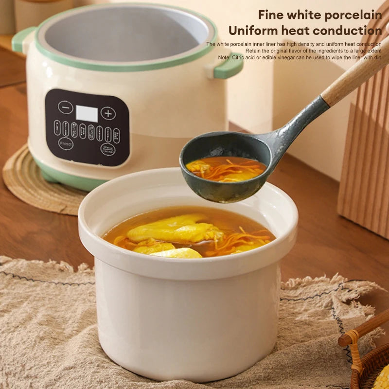 4-Quart Multifunctional Ceramic Slow Cooker and Electric Stew Pot