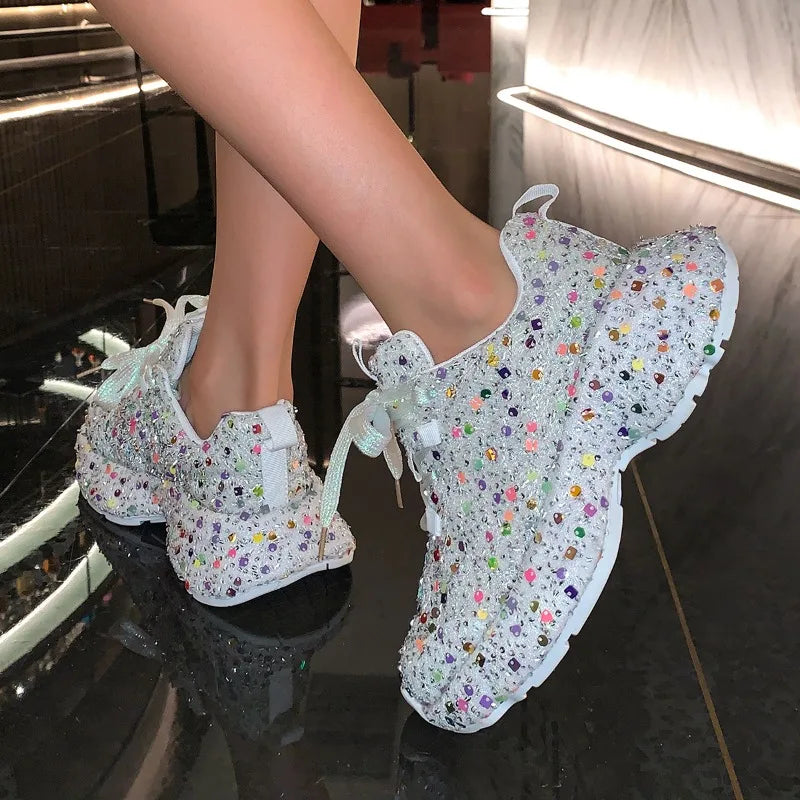 Women's Sequin Thick Sole Low Top Sneakers