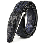 Men's Crocodile Pattern Leather Belt with Smooth Buckle