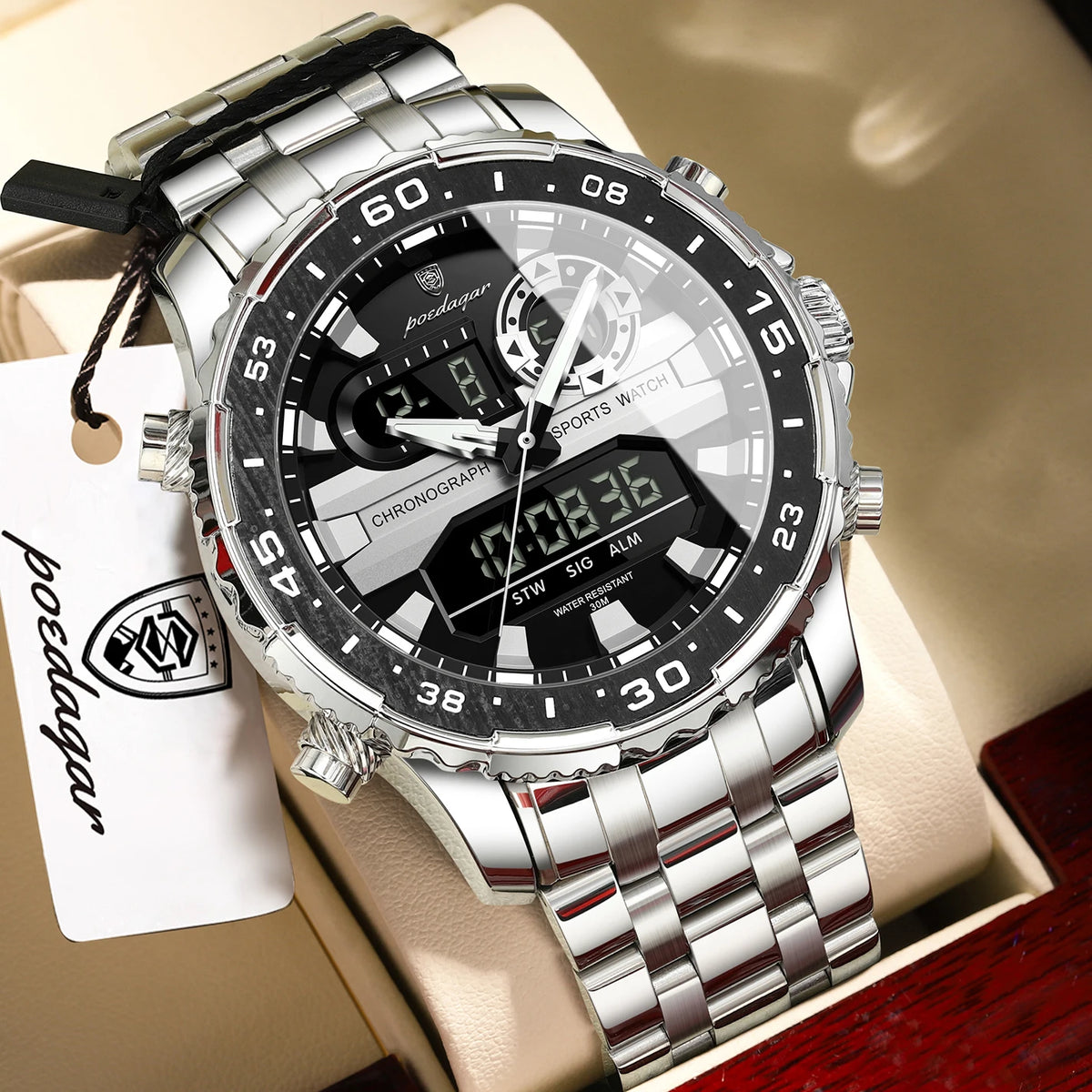 Men's Analog-Digital Quartz Watch with Week Date