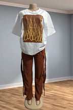 Women's Dashiki African Short Sleeve Top and Pants 2-Piece Set