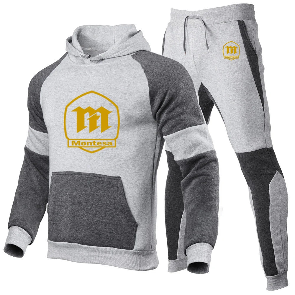 Men's Gradient Print Hoodie and Pants Two Piece Set