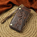 Men's Vintage Crazy Horse Genuine Leather Long Zipper Wallet