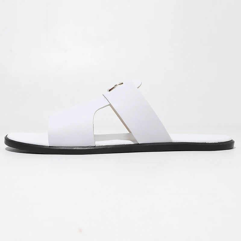 Men's Summer Metal Buckle Slip-On Flat Slippers