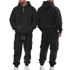 Men's Heavyweight Fleece-Lined Half-Zip Two Piece Tracksuit Set