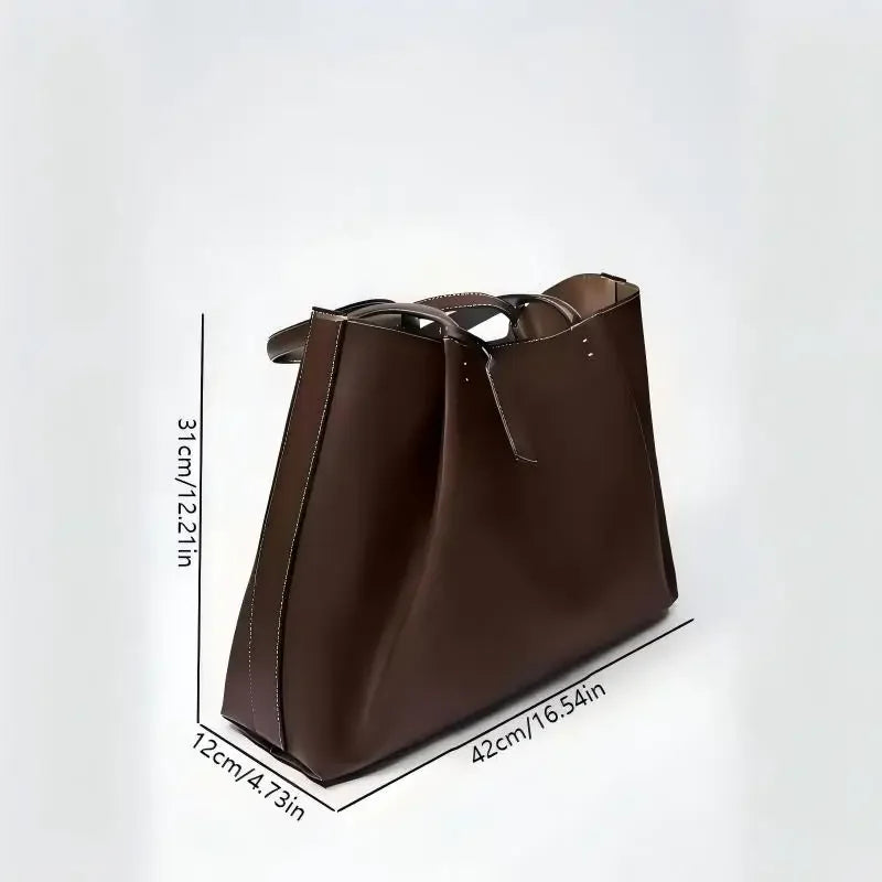 Women's Solid Color PU Leather Handbag Shoulder Tote Bag