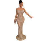 Women's African Fashion Mesh Bodycon Maxi Dress