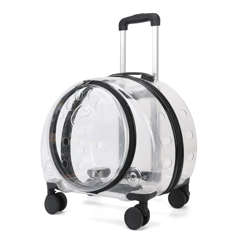 Portable Breathable Rolling Pet Carrier Suitcase for Cats Dogs