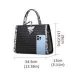 Women's Stone Pattern Cowhide Leather Large Capacity Shoulder Handbag
