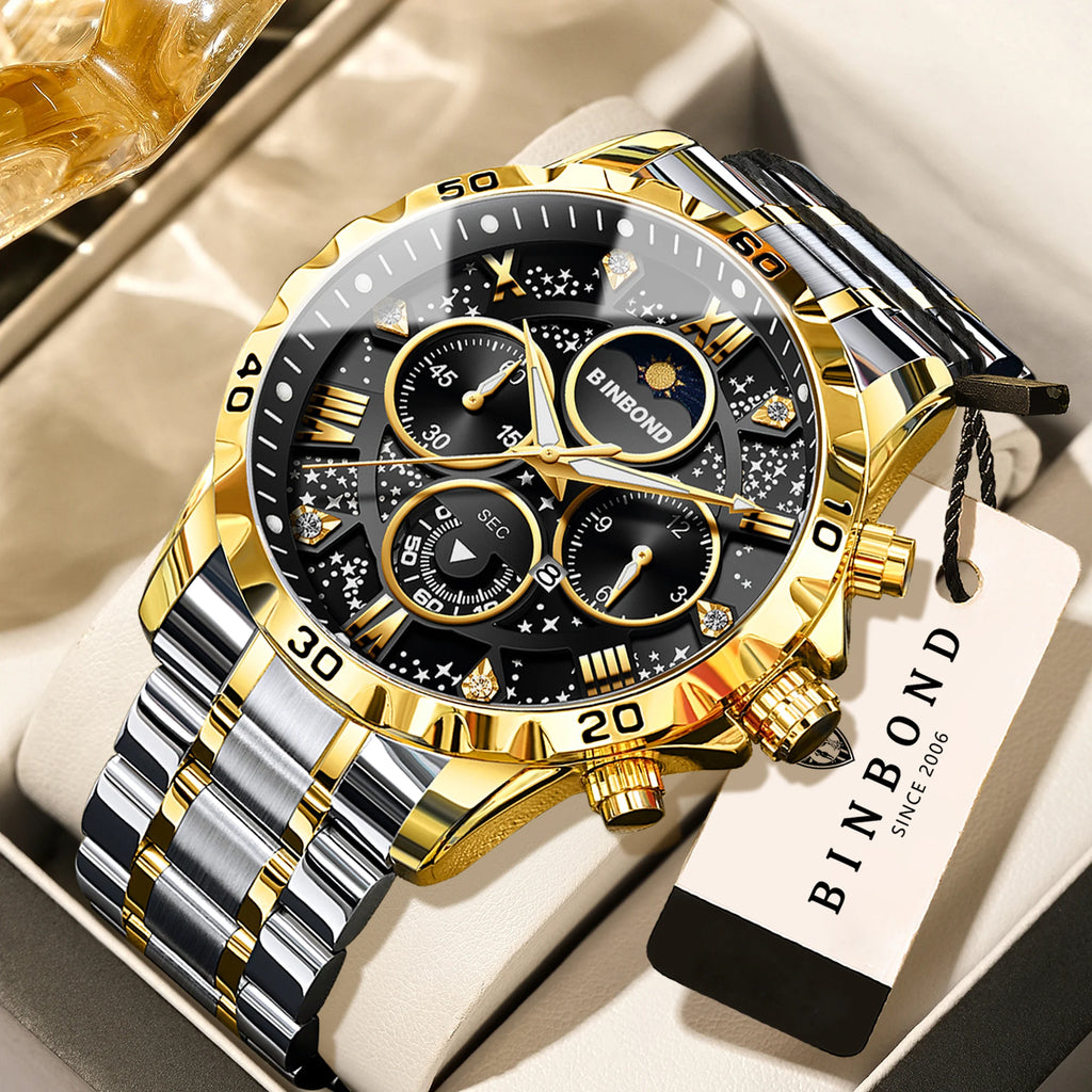 Men's Luminous Chronograph Stainless Steel Quartz Watch