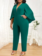 Women's Solid Flared Half Sleeve V-Neck Jumpsuit 41201