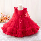 Girls' Butterfly Mesh Ball Gown Party Dress
