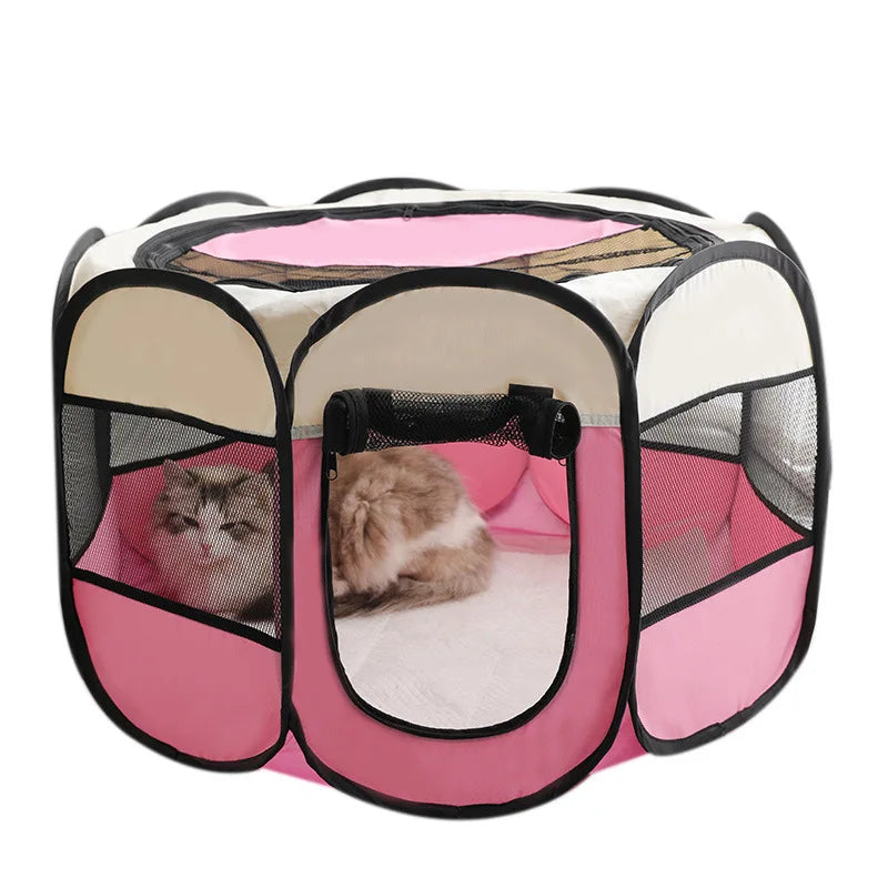 Foldable Octagonal Pet Tent Playpen for Cats Dogs