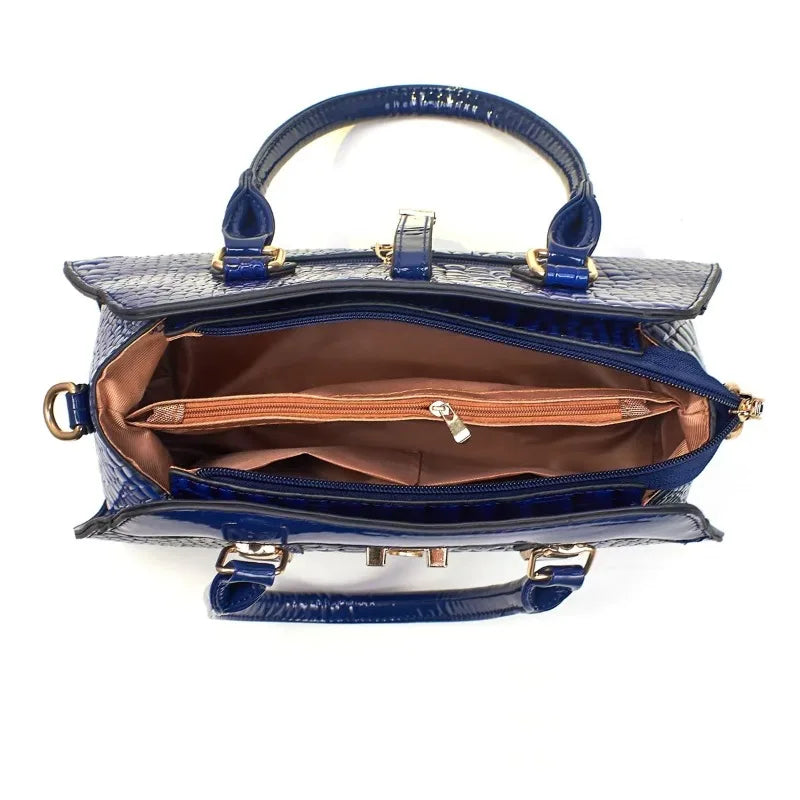 Women's Crocodile Pattern PU Leather Handbag Shoulder Tote Bag