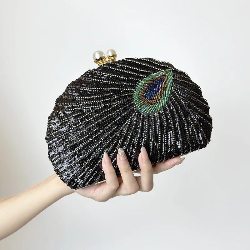 Women's Luxury Beaded Embroidery Evening Clutch Bag