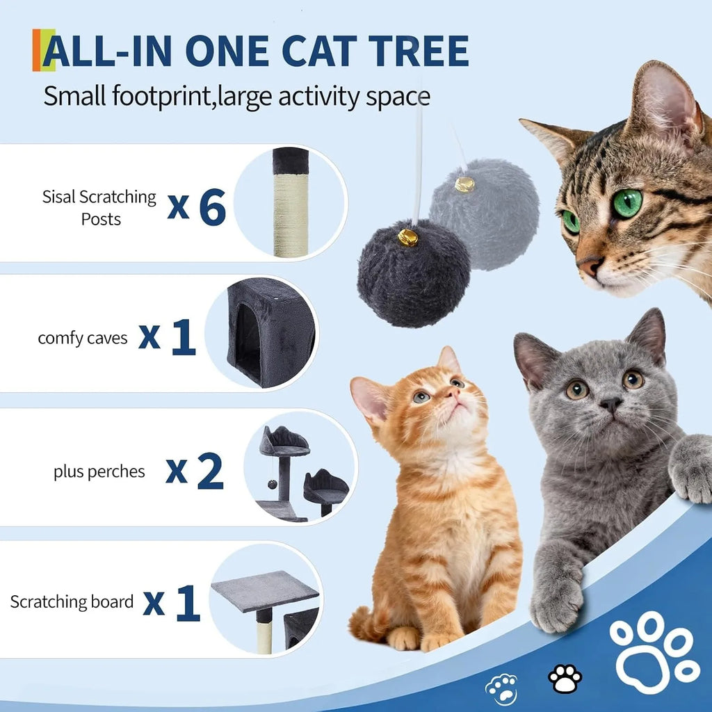 72 Inch Large Cat Tree Tower Condo Scratching Post for Cats