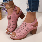 Women's Elegant Block High Heel Ankle Strap Dress Sandals
