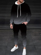 Men's Gradient 3D Pattern Print Hoodie and Pants Two-Piece Set