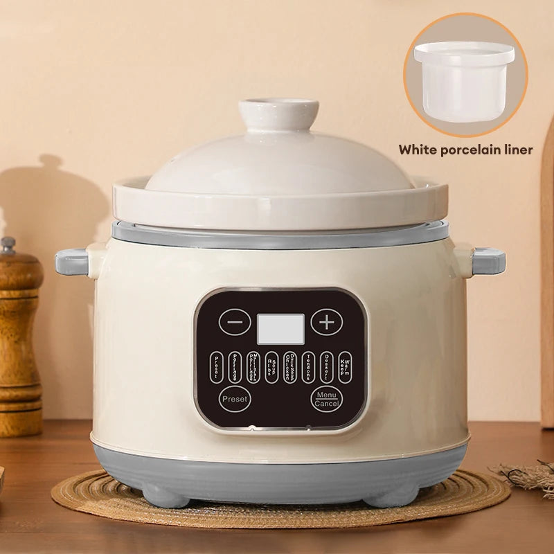 4-Quart Multifunctional Ceramic Slow Cooker and Electric Stew Pot