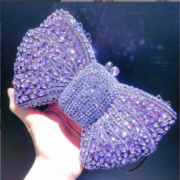 Women's Luxury Rhinestone Bow Wedding Evening Clutch Bag