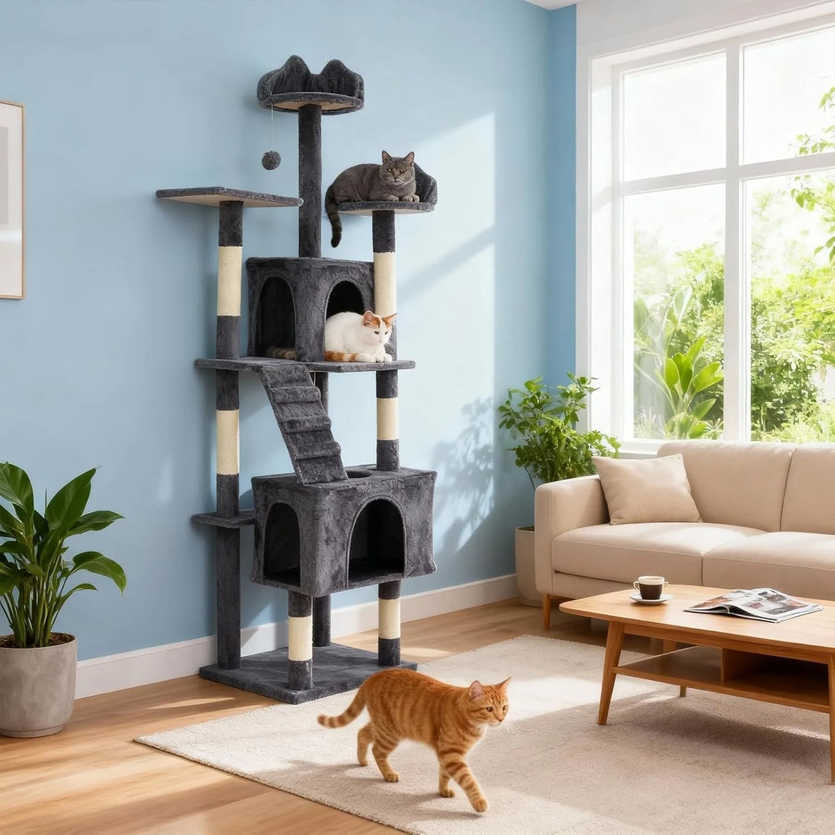 72 Inch Large Cat Tree Tower Condo Scratching Post for Cats