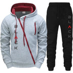 Men's Letter Print Zip Hoodie and Jogger Pants Set
