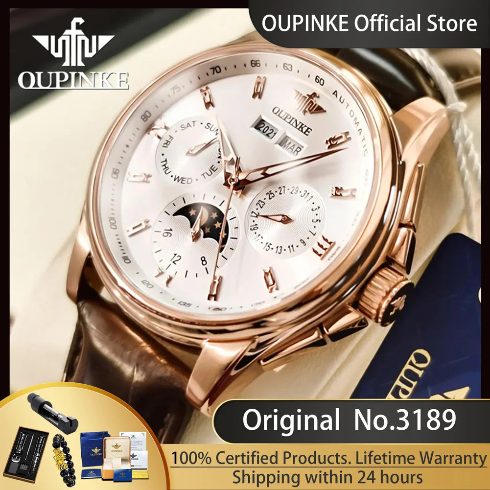Men's Automatic Mechanical Watch with Moon Phase