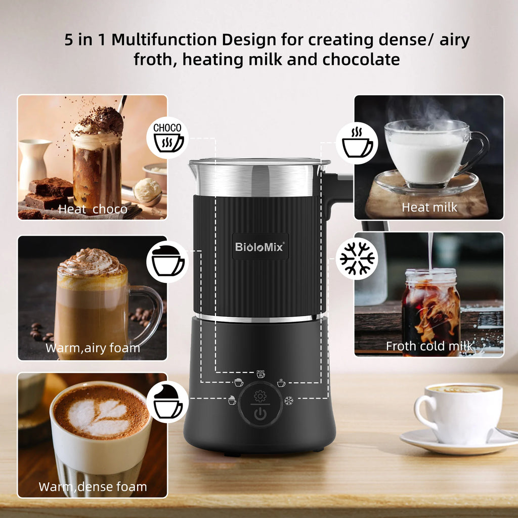 Automatic Electric 5-in-1 Milk Frother and Hot Chocolate Maker