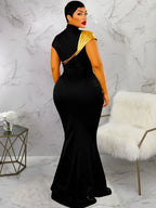 Women's Elegant Dashiki Short Sleeve Maxi Dress