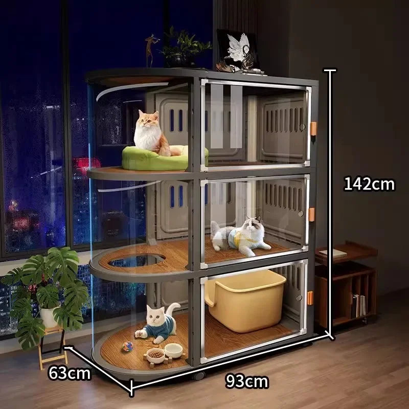 Panoramic Multi-Level Cat Cabinet House Enclosure for Cats