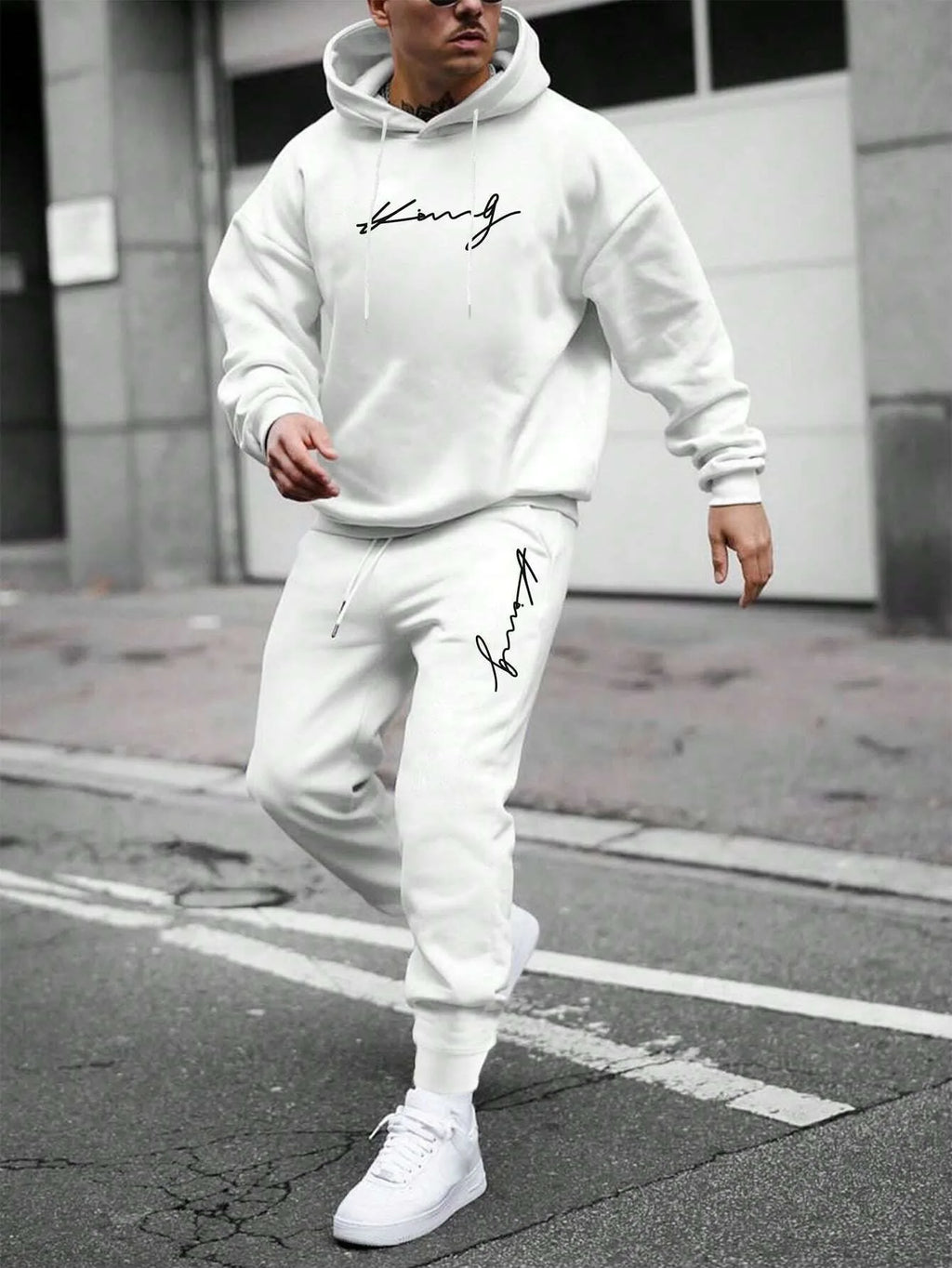 Men's Hooded Pullover and Sweatpants Two-Piece Set