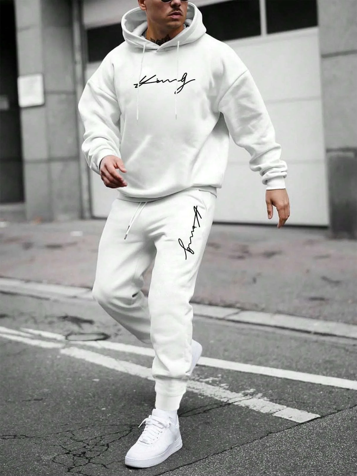 Men's Hooded Pullover and Sweatpants Two-Piece Set
