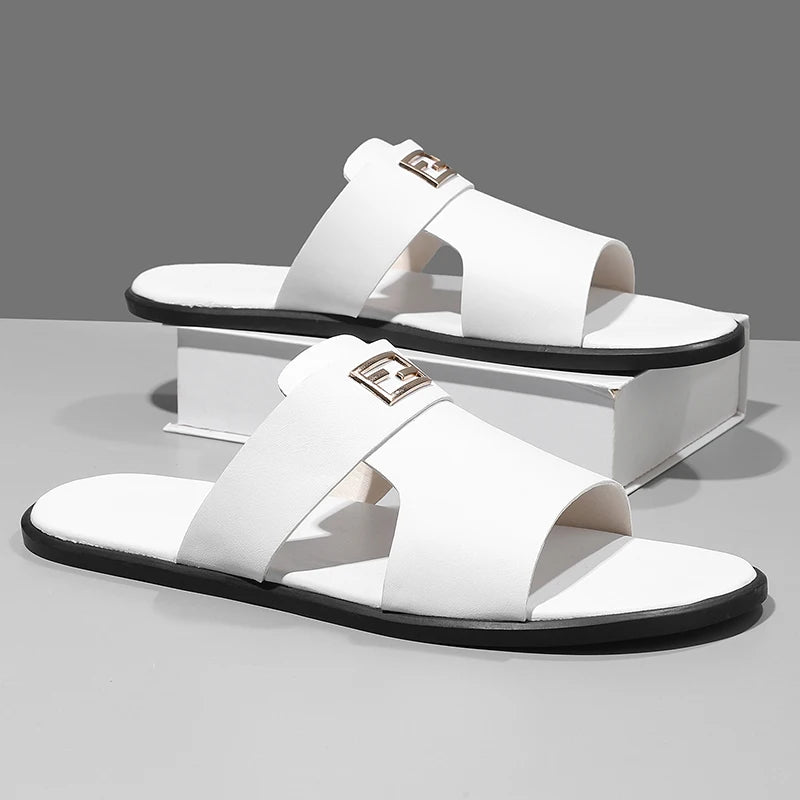 Men's Summer Metal Buckle Slip-On Flat Slippers