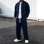 Men's Zip-Up Jacket and Wide Leg Sweatpants Two-Piece Set