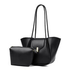Women's Fashion Solid PU Leather Shoulder Tote Bag