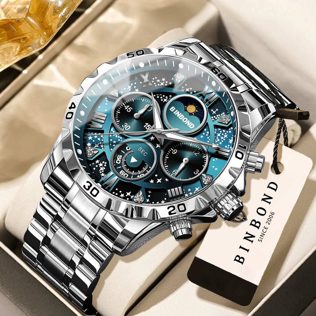 Men's Luminous Chronograph Stainless Steel Quartz Watch