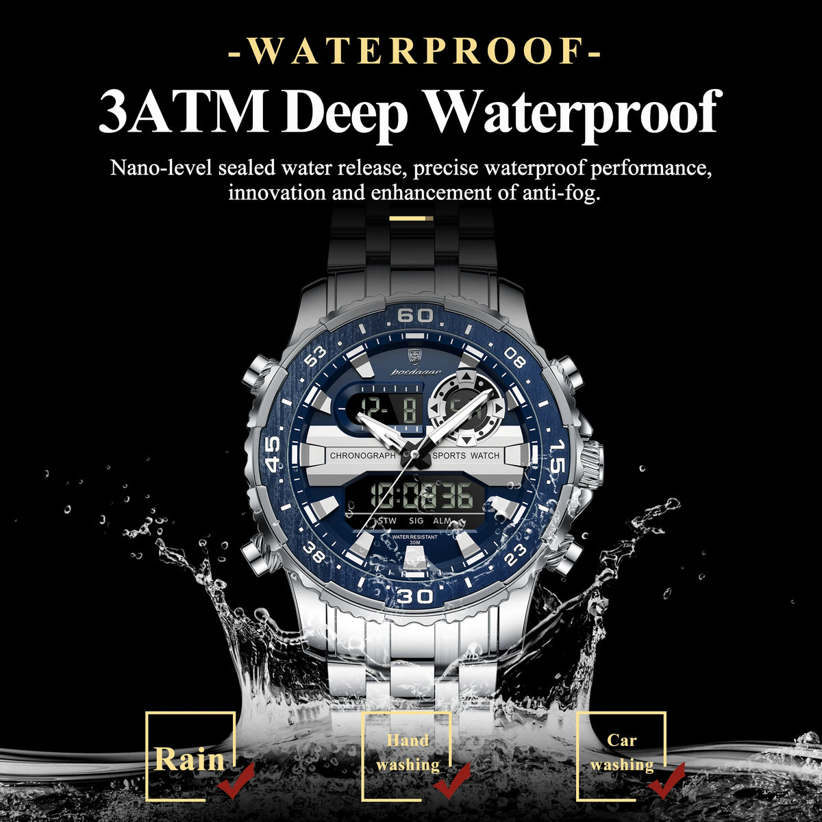 Men's Analog-Digital Quartz Watch with Week Date