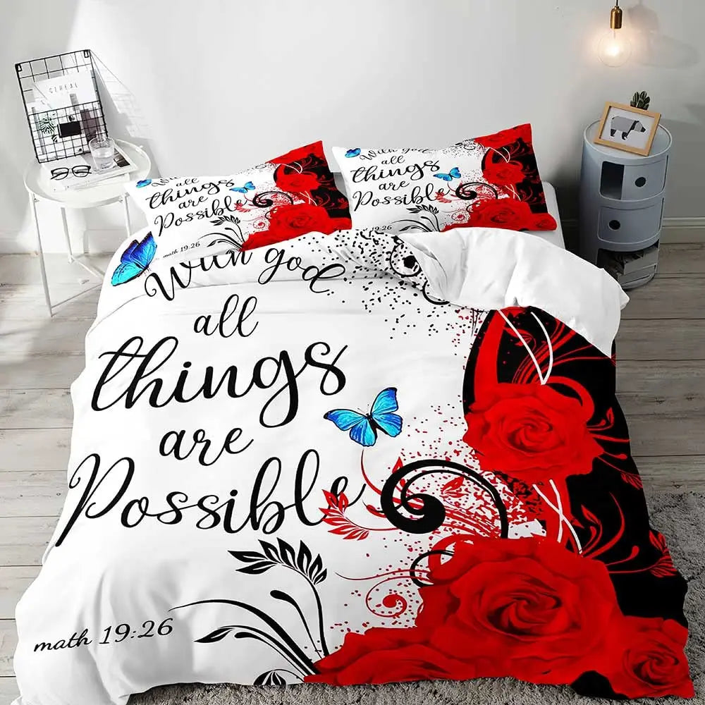 Gothic Floral Duvet Cover Set with Pillowcases