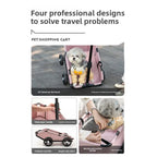 Foldable Pet Trolley Travel Carrier for Cats Dogs